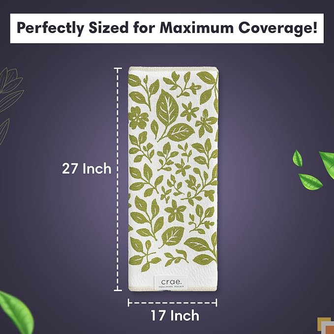 crae. Double Sided Microfiber Hand Towels, 17x27 Inches Waffle Design Kitchen Towels Set, Durable & Soft Fast Drying Hand Wash Cloth and Dishcloth for Everyday Use at Home (Pat & Tricky- Green/Cream)