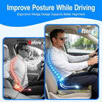Car Seat Cushion for Driving, Wedge Driver Seat Cushion for Car | Memory Foam Car Seat Cushion for Long Driving, Car Cushion for Height, Non-Slip Base for Driver, Trucks, Office Chairs, Black