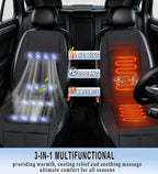 Cooling Car Seat Cushion with Massage, 3-in-1 Ventilated Car Seat Cover, 12V Cooling Seat Cover for Front Seat, Universal Car Seat Cooler for Car, SUV, Truck (Black-3)