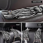 Purse Hook for Car Abstract Black Zebra 1 Pack Headrest Back Seat Hook Premium Leather Double Metal Hanger Storage Pack Bag Purse Holder Car Interior Accessories