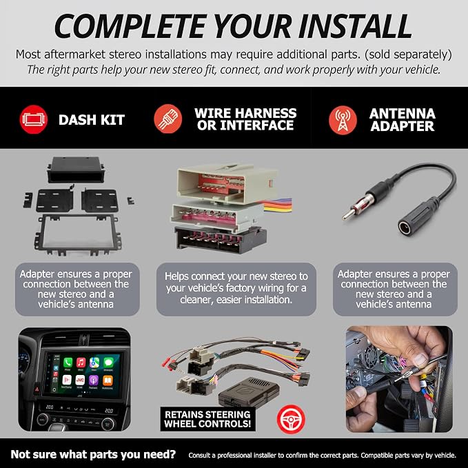 KD-SR87BT Single DIN Car Stereo with CD Player & Bluetooth, 200W Digital Stereo Receiver, Dual Phone Connection, 13-Band EQ, AM/FM Radio, 1.5A USB & AUX, High Contrast LCD, Spotify Control