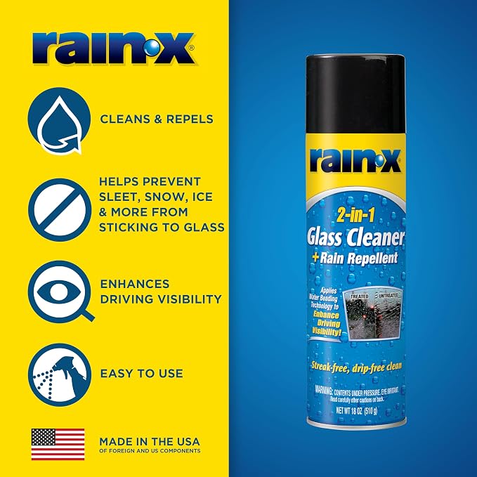 5080233 2-In-1 Glass Cleaner Plus Rain Repellent, 18 Ounce, BLUE