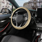 Steering Wheel Cover 14.5-15 inch (37-39 cm) Medium Size, Microfiber Leather, Non-Slip Comfortable Grip, Fits Cars Trucks SUVs, Beige