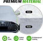 Half Car Cover SUV with Green Reflective Strip, Windshield Cover for Ice and Snow with Cotton Liner, Hail Protector Car Cover Waterproof All Weather for Snow, Sun, Rain, Dust, UV Protection