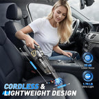 Handheld Vacuum Cordless, 15000PA Powerful Suction Rechargeable Vacuum,Portable Car Vacuum with LED Light and Multi Accessories, Hand Held Vacuum Cleaner for Home, Office, Pet Hair and Car