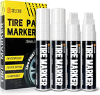 Jumbo Tire Marker White - 4 Pack 15mm Wide Tip Paint Pens for Car Tires Lettering, Large Capacity Premium Ink Waterproof Permanent Markers