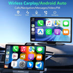Wireless CarPlay Screen for Car, 9 Inch Portable Touchscreen for Apple CarPlay & Android Auto, Plug & Play, OTA Updates, Backup Camera & Screen Mirroring, Voice Control, GPS, Bluetooth 5.0, FM/AUX