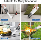 Handheld Vacuum Cordless, Car Vacuum Portable with 2 Suction Modes, Blow & Suction 2-in-1, Mini Vacuum Cleaner Rechargeable for Car, Home, Pet Hair, Office, Desk, Keyboards (White)