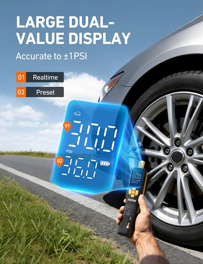 150 PSI Tire Inflator Portable Air Compressor for Car Tires, Cordless Bike Pump with LCD Display, Auto Shut-Off, 5 Modes Air Pump for Car Mo