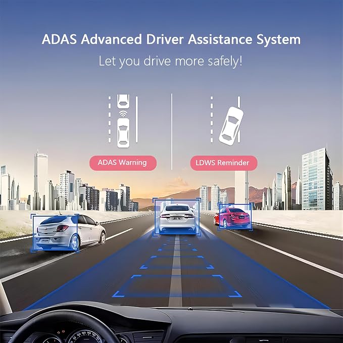 USB Car DVR Camera Video Recorder, USB Dash Cam, WDR Full HD Dash Camera Car Driving Recorder with 64GB Micro SD Card, Wide Angle, Loop Recording Night Vision ADAS 24Hours Monitor