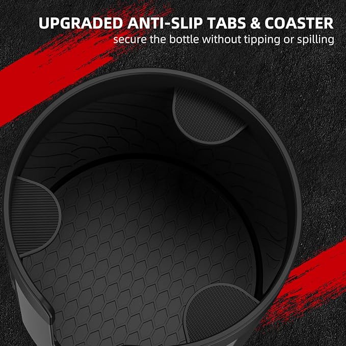 Cup Holder Expander with Expandable Insert, Fits 20 to 40 oz Bottles | Cup Holder Adapter Fits Owala Water Bottle 12/24/40 oz, Yeti 20/26/30 oz, Hydro Flask 32/40 oz, Offset Base Function