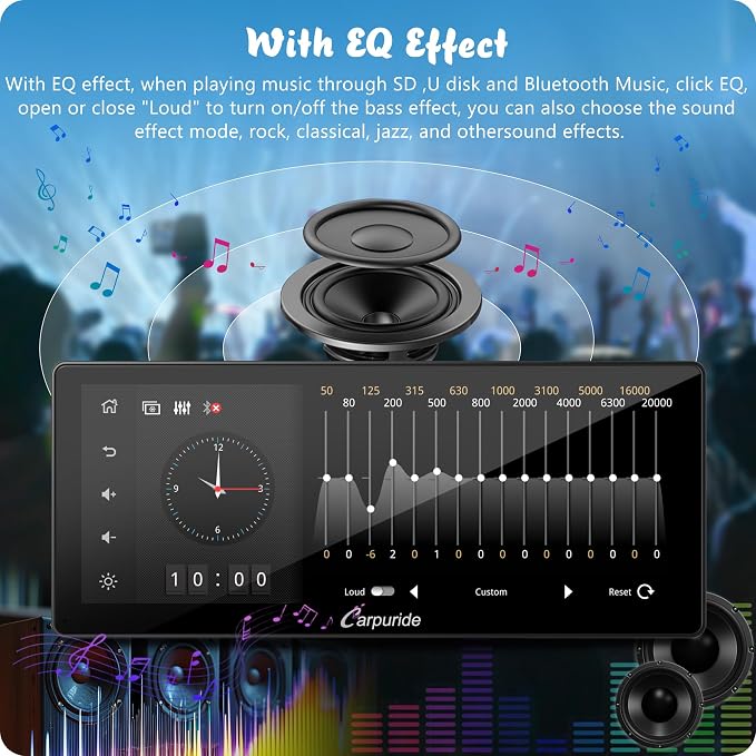 Carpuride W103 Pro with Wireless Bluetooth Transmission Portable Carplay & Android Auto Car Stereo, 10.3 inch 1080P Touch Screen, Mirror Link/GPS/Siri/FM, with 3 Bracket，Dual BT