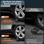 Cordless Tire Inflator Portable Air Compressor, Dual Power - 5400 mAh & 12V DC, Air Pump for Car Tires, Bike, Motorcycle, Bicycle, Electric Pump with LED Light & Digital Pressure Gauge