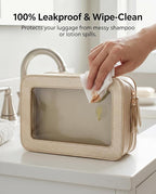Clear Makeup Bags, TSA Approved Toiletry Bag with Zipper, Clear Makeup Organizer Fit Carry-on Travel Essentials,Clear Cosmetic Bags for Women Men (C-Gold)