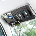 Sun Visor CD Case Holder for Car - Multi-Function Visor Organizer with CD/DVD Storage, Eyeglass Clip, Card Slots & Pen Holder, Durable Leather Car Accessories (Black)