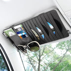 Sun Visor CD Case Holder for Car - Multi-Function Visor Organizer with CD/DVD Storage, Eyeglass Clip, Card Slots & Pen Holder, Durable Leather Car Accessories (Black)