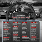 Car Steering Wheel Cover Universal Standard Size 14 1/2"-15" Leather with Carbon Fiber Pattern Black and Red