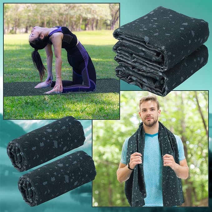 2 Pack Car Seat Towel Covers Athletic Running Towel Performance Microfiber Post Workout Sweat Washable Cover Non Slip for Seat Outdoor Sport (Green Splat)