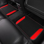 Faux Leather Steering Wheel Cover and Waterproof Car Floor Mats,Universal Car Combo Fit for 95% Sedan,SUV,Cars,14.5-15inch Sporty Anti-Slip Safety Comfortable Design(Black＆Red)