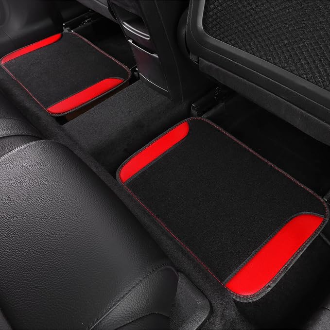 Faux Leather Steering Wheel Cover and Waterproof Car Floor Mats,Universal Car Combo Fit for 95% Sedan,SUV,Cars,14.5-15inch Sporty Anti-Slip Safety Comfortable Design(Black＆Red)