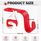 4 Pack Car Seat Headrest Hooks, Vehicle Back Seat Hanger Storage Organizer for Purse Handbag Backpack Coat Grocery, 360° Rotating Heavy Duty Holds 44lbs, Red