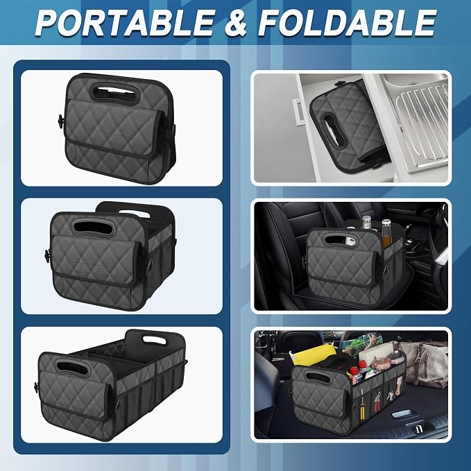 Trunk Organziers and Storage with Reinforced Handles,Car Accessories for Women/Men 50L Waterproof Polyester Trunk Organzier for Car/SUV/Minivan/Truck(Medium,Charcoal)