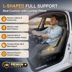 Car Seat Cushion with Lumbar Support Pillow, Car Back Support | L-Shaped Ergonomic Memory Foam Seat Cushion, Car Seat Cushions for Driving, Driver Cushion and Back Support for Car, B&G