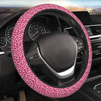 Pink Leopard Print Steering Wheel Cover for Women, Universal 15 Inch Fit, Thickened Neoprene Non-Slip Car Wheel Protector, Stylish Car Interior Accessories for Auto SUV Truck, Breathable & Durable