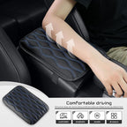 Car Center Console Cover, Upgraded Leather Car Armrest Cushion, Universal Waterproof Cushion Pad, Non-Slip Car Interior Accessories, Fits Most Sedans SUVs Trucks (Blue Line)