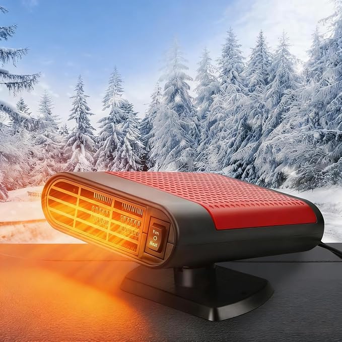 12V Car Heater, Portable Car Heater Portable Car Heater and Defroster Windshield DefoggerThat Plugs into Cigarette LighterWindshield Defogger and Defroster (Red)