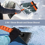 33" Extendable Snow Brush with Detachable Ice Scraper for Car Windshield with Foam Grip and 360° Pivoting Brush Head for Christmas Car Auto Truck SUV, Orange