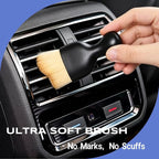 9 Pcs Car Detailing Brushes Kit, Car Interior Cleaning Tool with Cleaning Gel | car detailing brushes, cleaning gel & microfiber cleaning cloth,Safe for leather, vents, dash. Ideal for truck, auto, SUV, RV