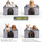 Dog Car Seat for Large Medium Dogs | Waterproof Dog Seat Cover for Back Seat with Hard Bottom | Alloy Twist-Lock Rods | 3 Mesh Windows | Removable Fleece Mat | Cars, SUVs, Trucks (Grey)