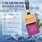 Car Air Freshener Hanging, 3 Pcs Cotton Fresh, Fresh Linen, Cardamom & Cedar, Car Scent Air Fresheners Diffuser for Car, 45+ days Long Lasting Fragrance, 0.27 FL OZ/8ML