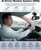 Neideso N300Pro 4K Dash Cam Front and Rear, 4 Channel 360 View Car Camera | Free 128GB Card, STARVIS 2 Sensor, Touch Screen, 5.8G WiFi 20MB/s Download, GPS, AI Fatigue Driving Monitor, 24H Parking Mode
