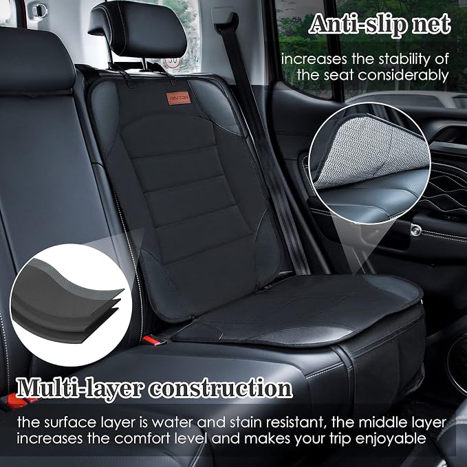 2-in-1 Car Seat Protector & Kick Mat with iPad Holder - Kids Backseat Organizer with Touchscreen Pocket, Storage Pockets & Waterproof Cover for Child Safety and Mess-Free Rides
