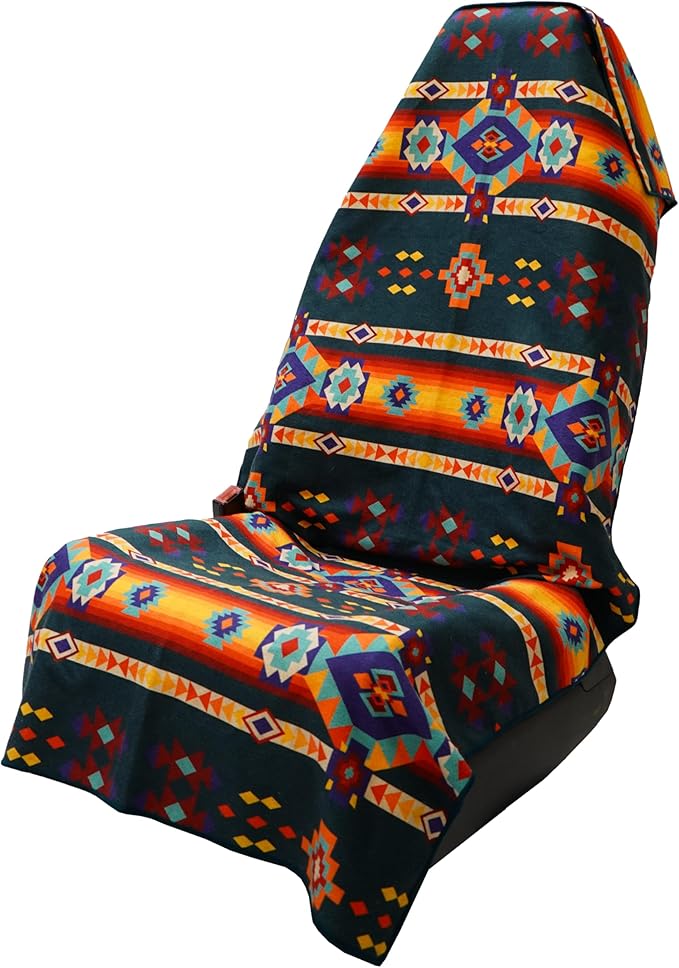 Athletic Running Towel, Full-Sized, Car Seat Cover - Performance Microfiber (Aztec Artisans & Chocolate Currency)