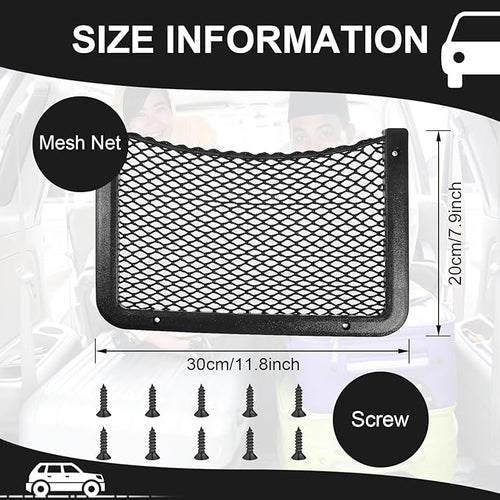 1 Pc Boat Storage Net Bag, ABS Plastic Car Framed Mesh Net Holder, Phone & Cargo Organizer with Screws for Auto, Rv, Boat, Pontoon, Truck Pocket Storage (12 x 8 Inch)