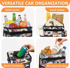 Car Trash Can for Car Cute, Trash Bag Bin Hanging Waterproof Automotive Garbage Cans Leak Proof Vehicle Trash Can Painting Floral
