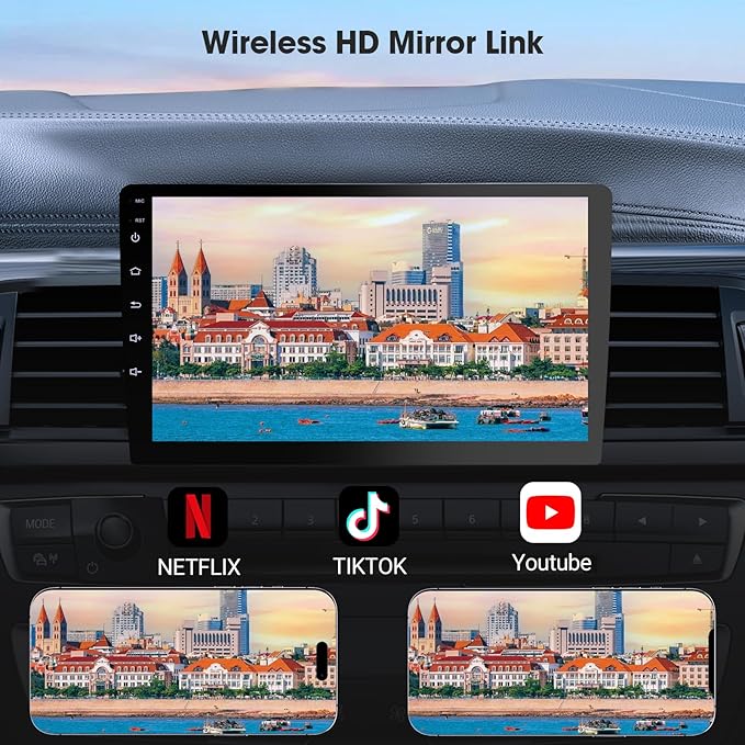 Wireless Double Din Car Stereo with CarPlay/Android Auto,Carplay Screen for Car,Voice Control with Backup Camera,Bluetooth,Navigation, Mirror Link (10.1 Inch)