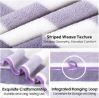 Microfiber Bath Towels, Bath Towel 2 Pack 30" x 60", Oversized, Soft, Super Absorbent and Fast Drying, Multipurpose Bathroom Towel Set for Sport, Fitness, Yoga, Coral Fleece Stripe Purple