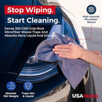 Premium 300GSM Microfiber Cleaning Cloth - 12.5"x12.5" High Performance - 1200 Washes, Ultra Absorbent Microfiber Towels for Cars Undercarriage, Rims & Engine Bay Cleaning - Microfiber Cloth