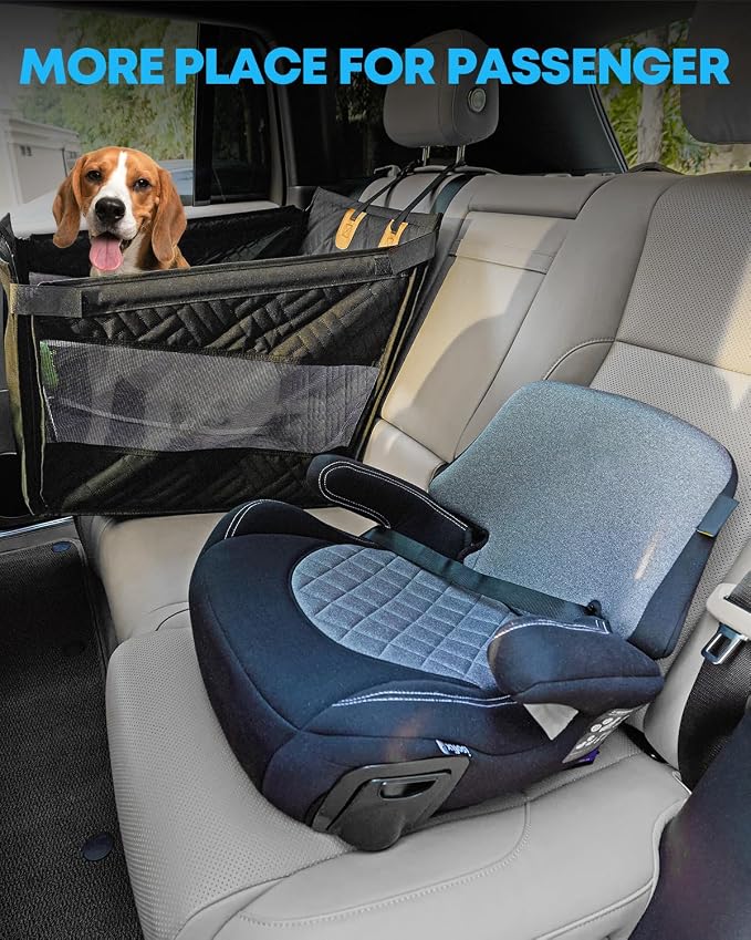 Kohree Dog Car Seat Cover for Small Dogs, Hard Bottom Dog Car Rear Seat Cover with Pipe Waterproof 600D, Pet Hammock Extender for Cars SUV Truck-S