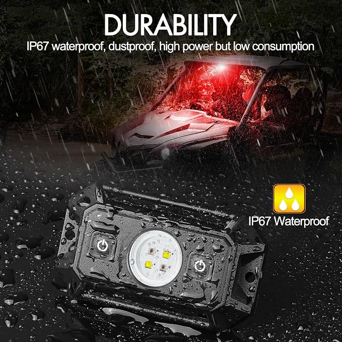 UTV Dome Light, 12v UTV LED Interior Dome Lights Universal Roll Bar Mount Led Lights Utility Roll Cage Map Light for UTV ATV Polaris Ranger RZR Can-Am SXS Golf Cart Cab - White/Red