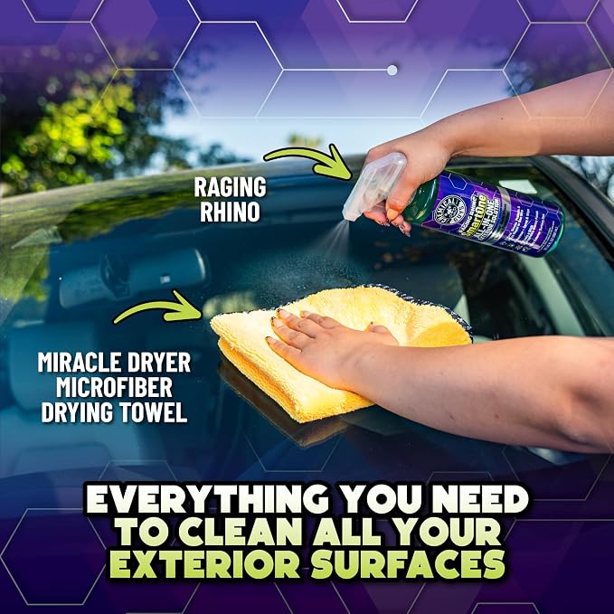 Raging Rhino Waterless Car Wash And Quick Detailer Spray, No Rinse Exterior Cleaner For Paint, Glass, Wheels, Plastic, And Chrome, Spray And Wipe Shine, 128 Fl Oz