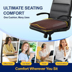Car Seat Cushion – Memory Foam Pad for Driving Comfort – Boosts Height and Relieves Coccyx & Lower Back Pain – Car, Truck, Office Chair (Leather & 4D Mesh Brown)