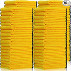 60 Pcs Yellow Microfiber Towels: 16"x16" Microfiber Drying Towels Bulk Micro Fiber Car Cleaning Cloth for Cars Drying Washing Polishing Cleaning Household Supplies