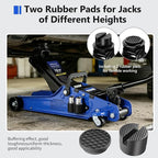 2.5T Floor Jack, 5500 lbs, 3.35"-14.96" Lift, Tire Kit, Pads, Sockets & Bag | Steel jack, 3.35"-14.96" lift. 360° swivel handle, rear casters. Includes tire kit, 2 rubber pads, 2 sockets & bag.