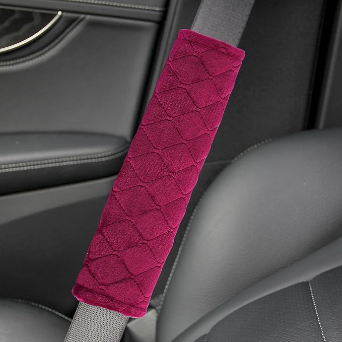 Soft Auto Seat Belt Cover Seatbelt Shoulder Pad Cushions 2 PCS for a More Comfortable Driving Universal Fit for All Cars and Backpack Wine Red