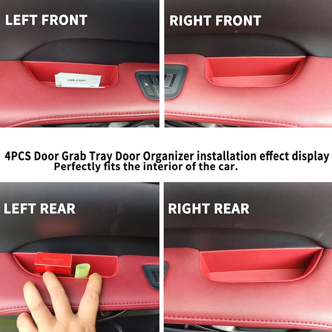 Door Handle Storage Box fit for Lexus RX 2023 2024 2025 2026 Accessories Car Pocket Organizer (4PCS Black TPE Storage Box-4 Door) (red)